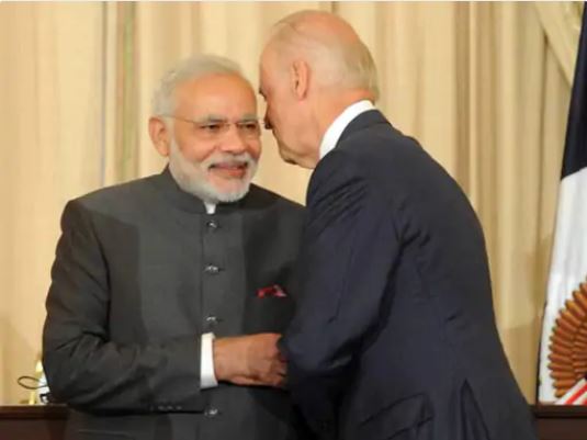 This picture is from when Joe Biden was Vice-President.  On 30 September 2014, when Modi visited America for the first time after becoming the Prime Minister.