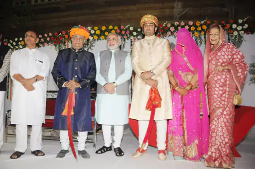 Narendra Modi also attended Kesridev Singh's wedding.  Vijay Rupani was also seen with him on stage.